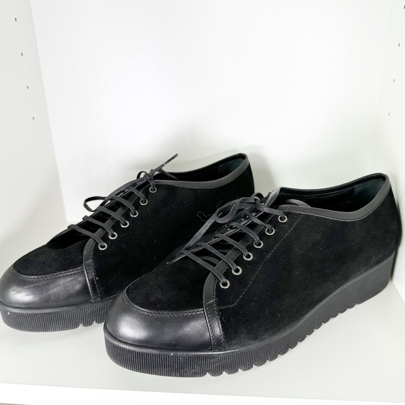 Aquatalia Shoes Aquatalia Angelina Black Suede Leather Lace Up